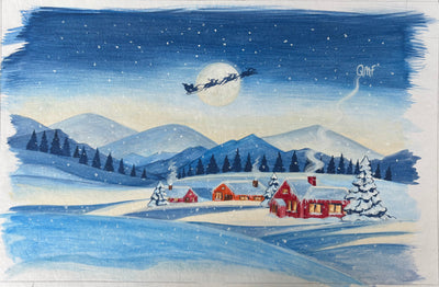 Sfondo Notte Invernale con Villaggio