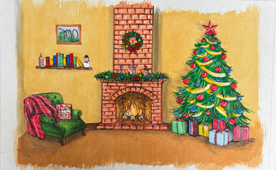 Sfondo Natale Accogliente con Camino